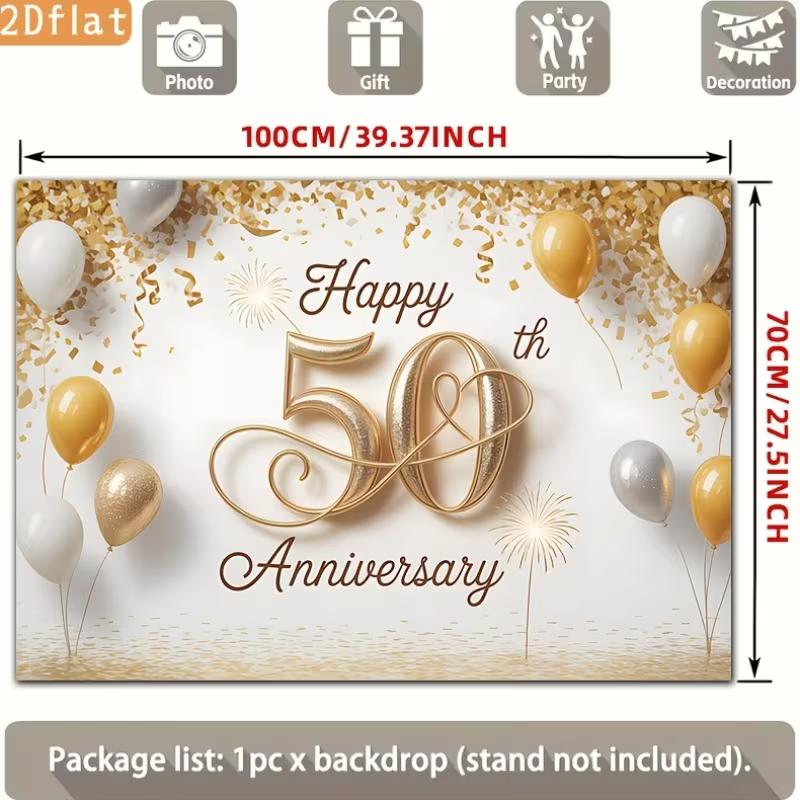 Двумерный фон из белого золота для 50-й годовщины свадьбы, Ткань для фона вечеринки