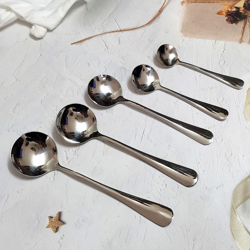 Большая круглая суповая ложка из нержавеющей стали в корейском стиле, 20 см