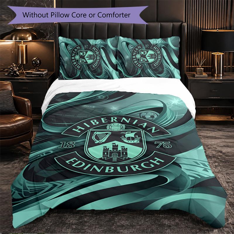 Hibernian FC Themed Bedding 3Pcs Duvet Cover Set Decorative Bed Linen For Teen Room Home Decoration