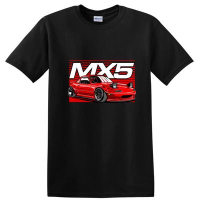 Футболка с графикой автомобиля MX5 Крутой дизайн красного спортивного автомобиля Футболка для автолюбителей