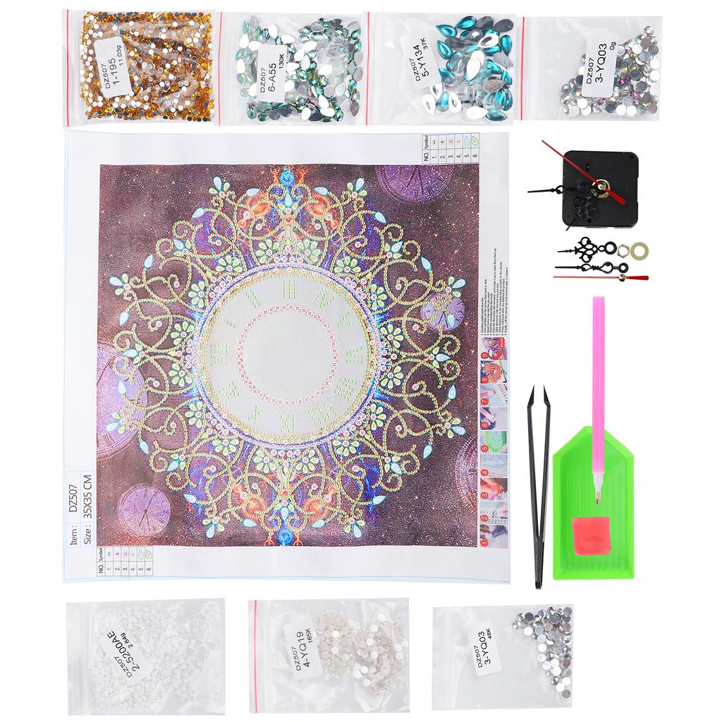 Diamond Painting Kits DIY Rhinestone Painting Flower Pattern Clock Home Wall Decor