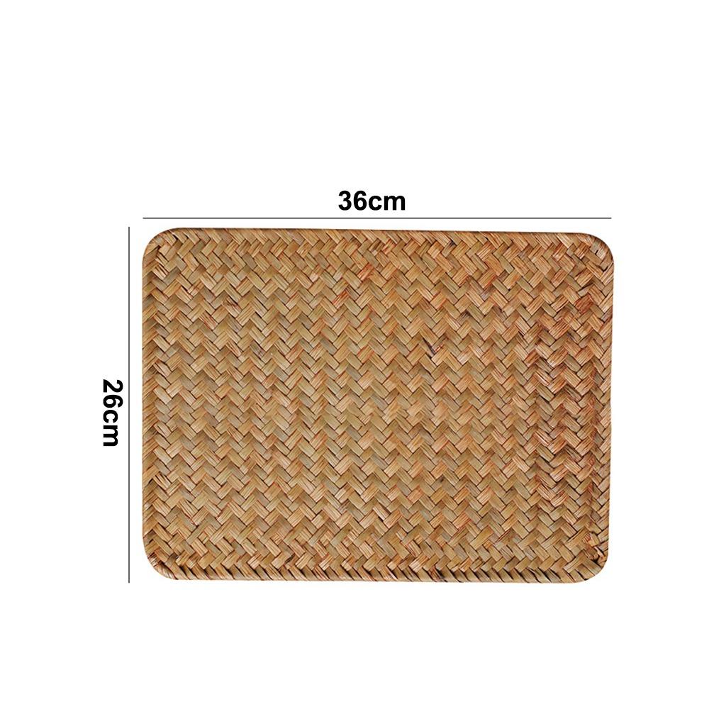 Natural Woven Rattan Indoor Placemats Rectangular Tablecloths Durable Table Mats  Kitchenware