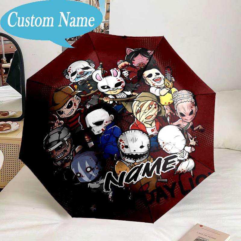 Custom Name Umbrella Halloween Horror Movie Umbrella 8-Frame for Travel, Camping, Casual Lightweight Portable, Essential for Family Gifts