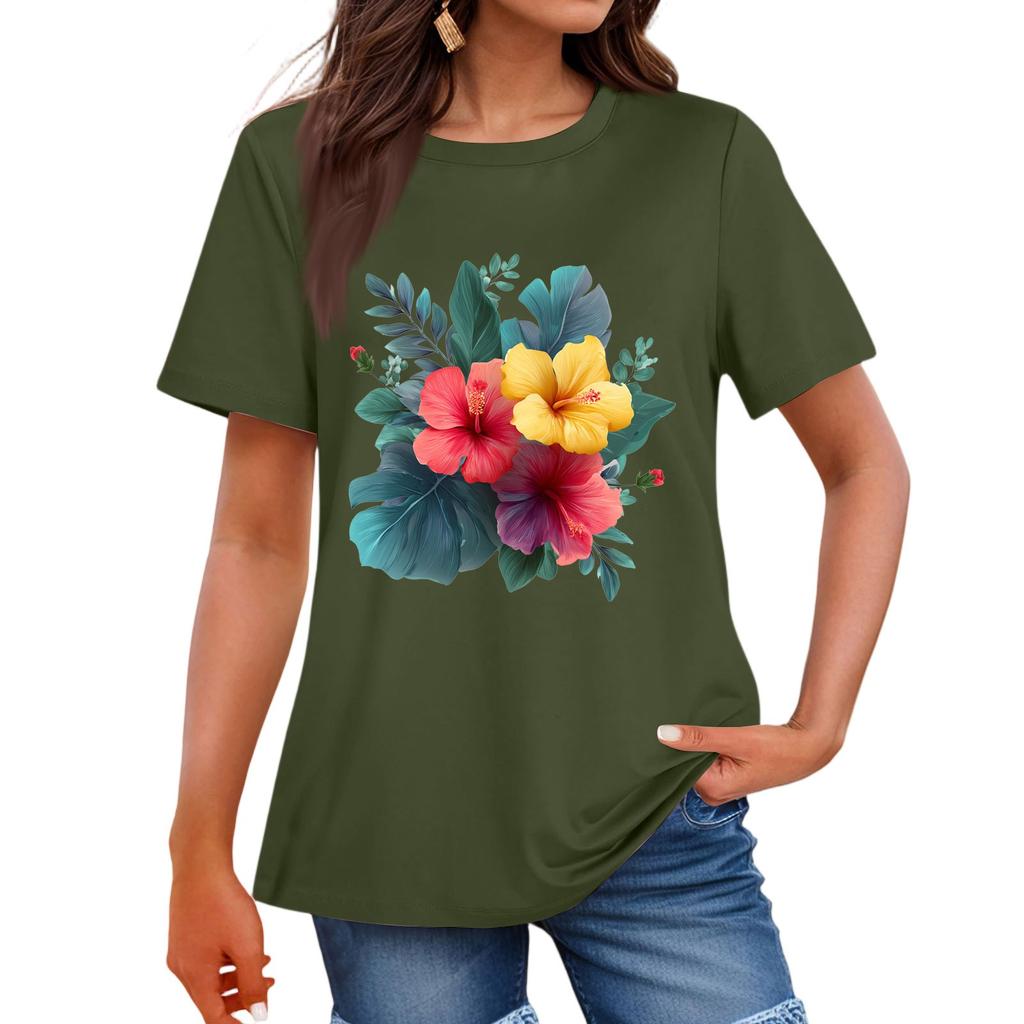 Женская мода повседневная футболка с круглым вырезом и короткими рукавами, топ, футболка, топ