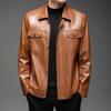 Осень и зима новая кожаная куртка мужская тонкая с короткими лацканами кожаная куртка плюс бархатная куртка из искусственной кожи для молодых мужчин