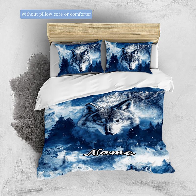 Wolfonthesnowymountain Customize Your Name Duvet Cover Soft Bedding Set For Bedroom Guest Room And Dorm Decoration Threepiece Set Includes 1 Duvet