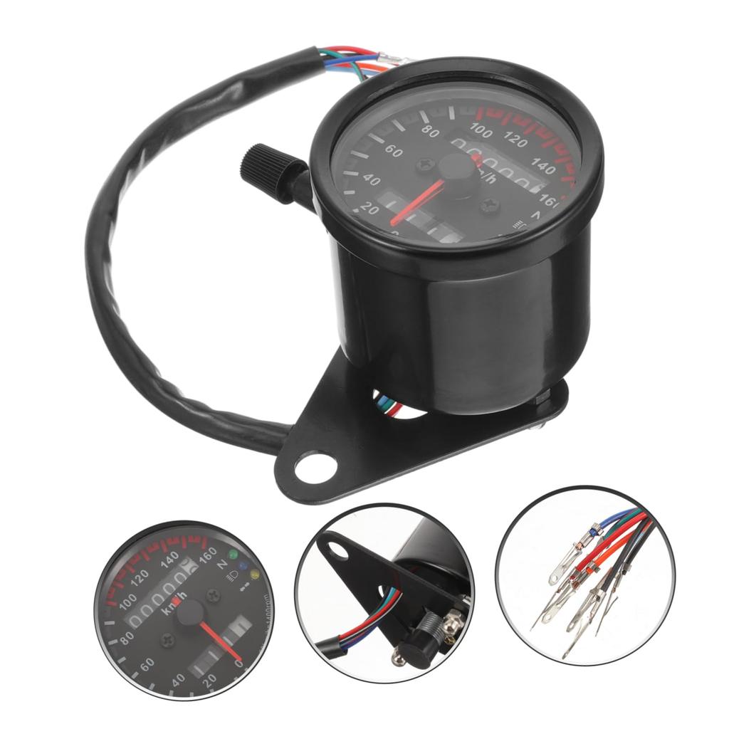 FUNOMOCYA Motorcycle High Accuracy Speedometer Black Metal High Odometer Motorcycle