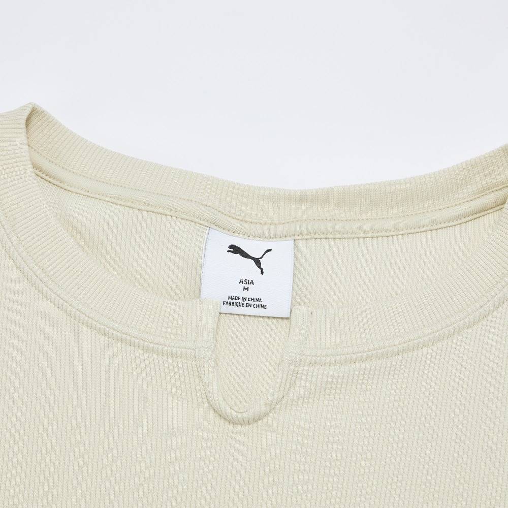 Puma Спортивная удобная футболка-пуловер в рубчик, облегающего кроя, с коротким рукавом, женские топы 638607-87
