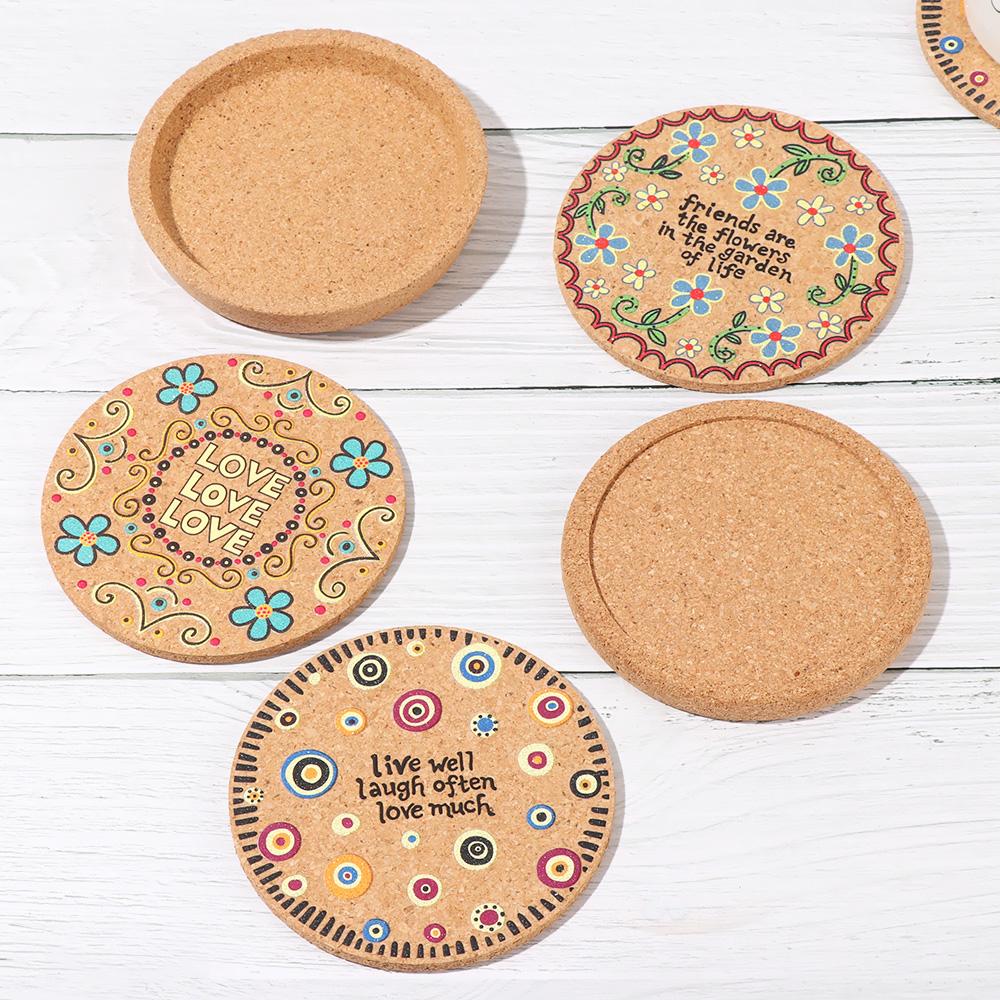 Placemats Tea Coasters Non-slip Wooden Cup Mat Anti-hot Heat Pad Heat Resistant Cork Coasters