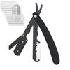 Professional Manual Straight Razor for Men, Barber Straight Edge Safety Razor with 10 Pcs Blades , Hair Removal Shaving Tool