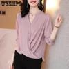 Blouse Spring Top Loose V-neck Chiffon Shirt Summer Women Tops T-shirt