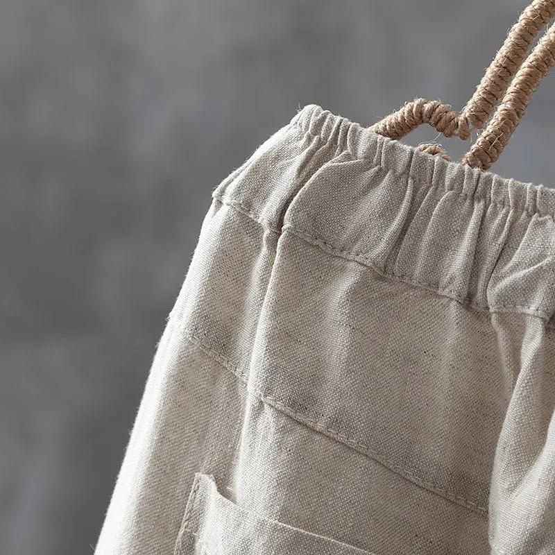 Женские летние свободные тонкие повседневные брюки однотонные хлопковые льняные брюки Nine Minutes Harun