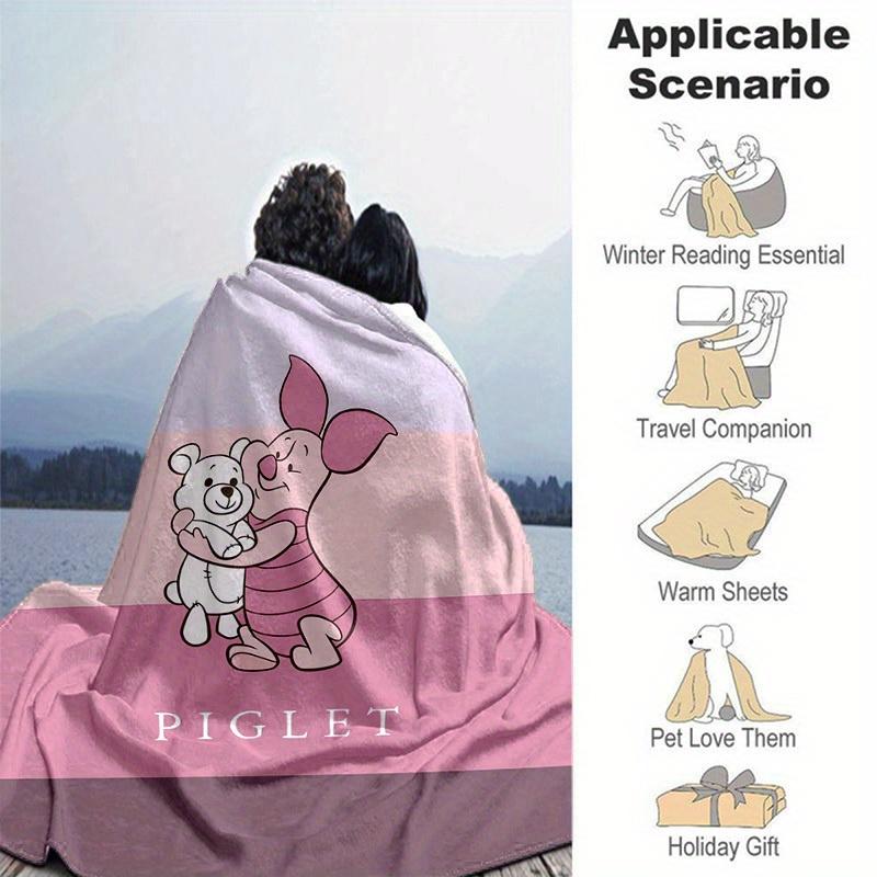 1pc Piglet & Pooh Bear Hug Throw Blanket Cozy Home Decor, Couch Cover, Outdoor, Gift for Friends, Soft Blanket for Bed, Living Room, Travel