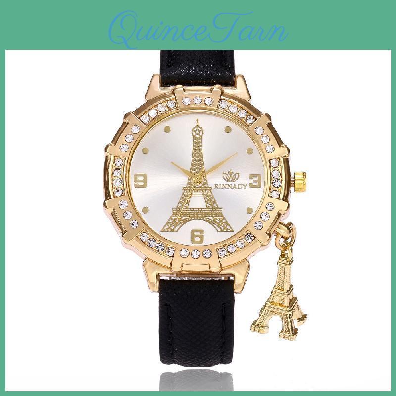Watch Womens Eiffel Casual Tower Dial Pendant Leather Wristwatch Fashion Student Quartz Watch