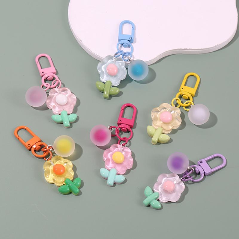 Cartoon Charm Bag Pendant Cute Flower Car Keychain Girl Gift Friendship Headphone Case Decoration Keyring Party Jewelry