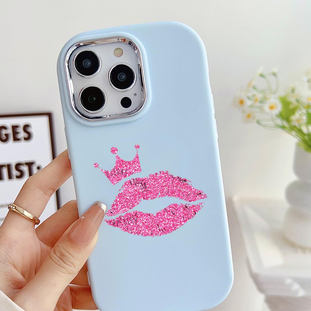 Мягкий чехол LZ20 Lips kiss для Samsung S24 Ultra S23 Plus S21 FE A16 A54 A34 A05s A06 Infinix Hot 40 30i, защитный противоударный чехол для объектива