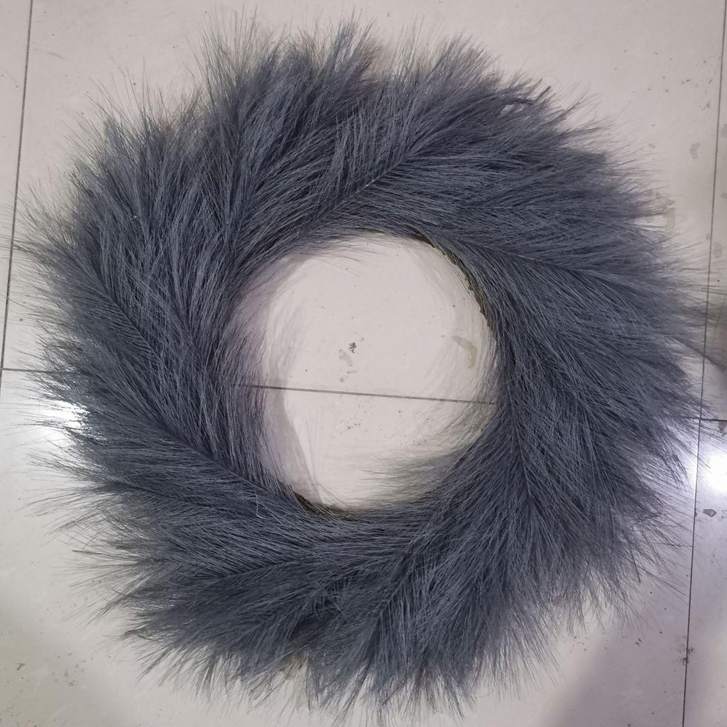 Faux Pampas Grass Wreath 50cm Artificial Boho Wall Decor for Front Door All Seasons