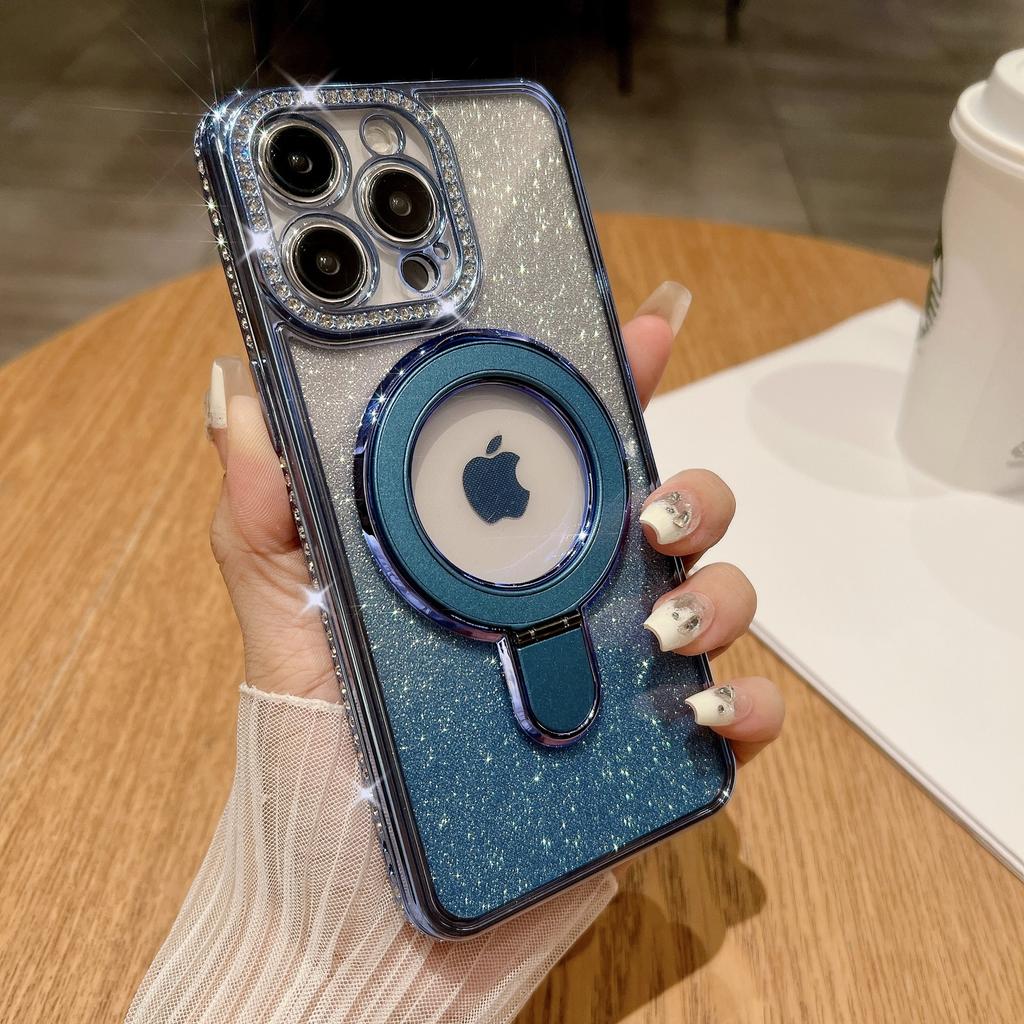 Подходит для чехла для телефона Apple 15, iPhone 14 Pro Max, Водный бриллиантовый блеск 13 Точка поддержки оборудования Магнитная подставка