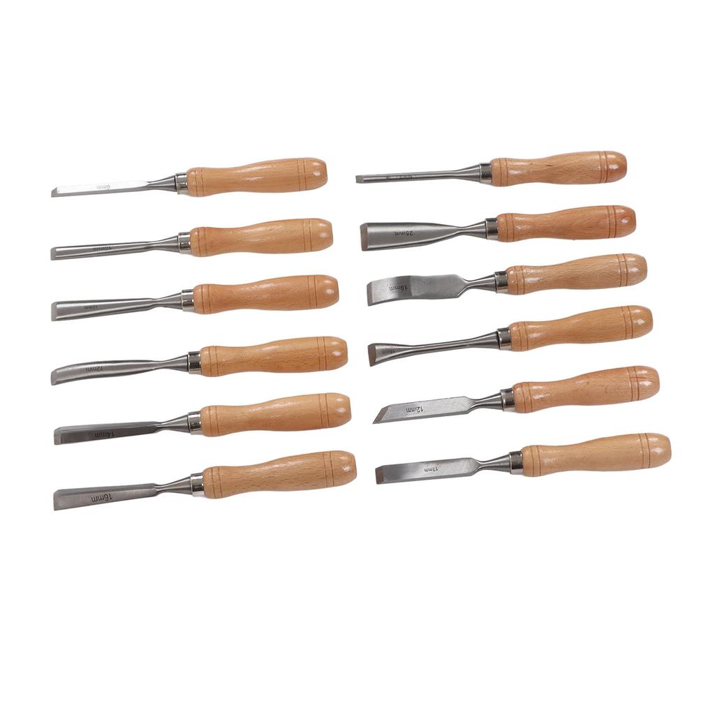 12 шт. ручных стамесок с ручкой из бука и лезвием из углеродистой стали для резки, набор стамесок для деревообработки
