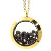 Stones and Minerals. Rough Gray Diamond Necklace. 25 Mm Medallion Model. Gold Color.