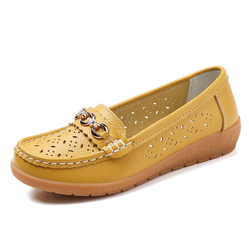 Женские туфли на плоской подошве, кожаные мокасины, повседневные туфли без застежек для ходьбы, минималистичные летние туфли для медсестер для мам