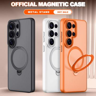 Матовый магнитный чехол для телефона Samsung Galaxy S26 S23 S22 S24 S25 FE Ultra Edge Magsafe Металлическая подставка Защита зарядки Чехол