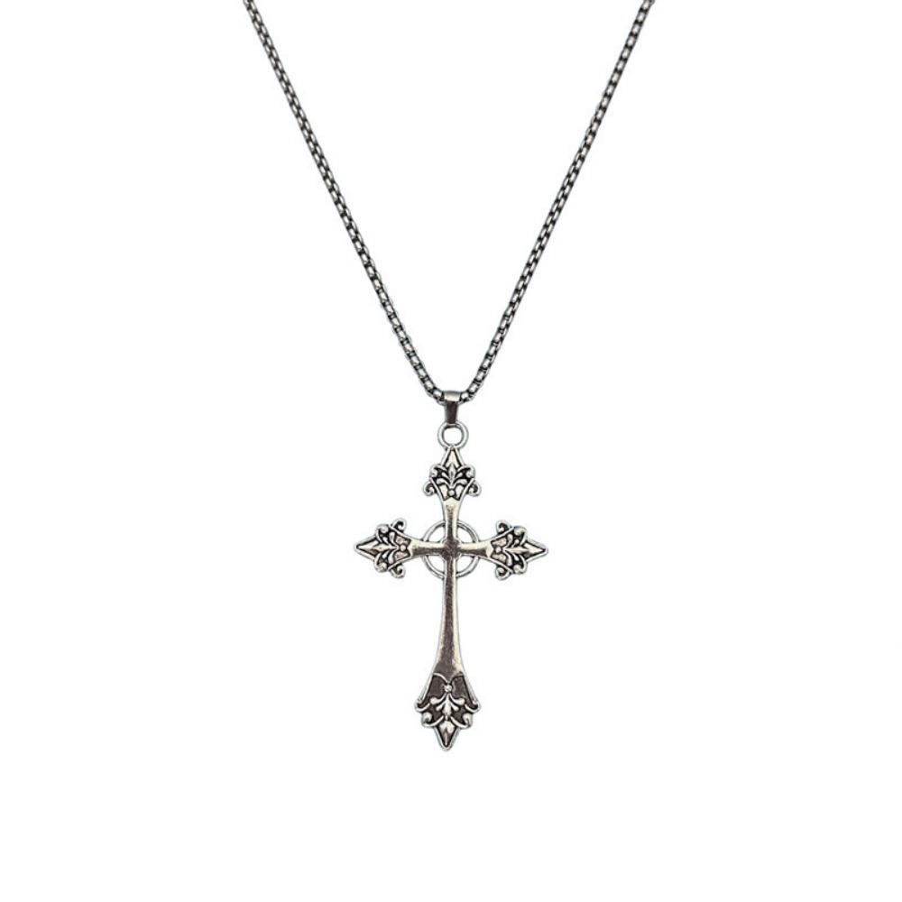 Summer Black Rhinestone Cross Jesus Pendant Choker Necklace for Women Punk Vintage Double Layers Chain Neck Boho Jewelry