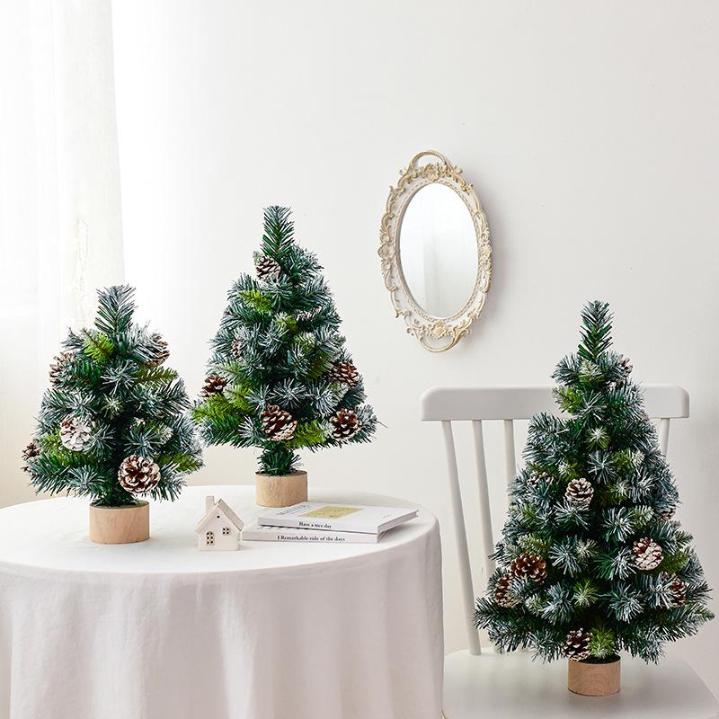 Mini Snowflake Pinecone Christmas Tree Ornament - 30/45/60cm Desktop Holiday Decoration Package