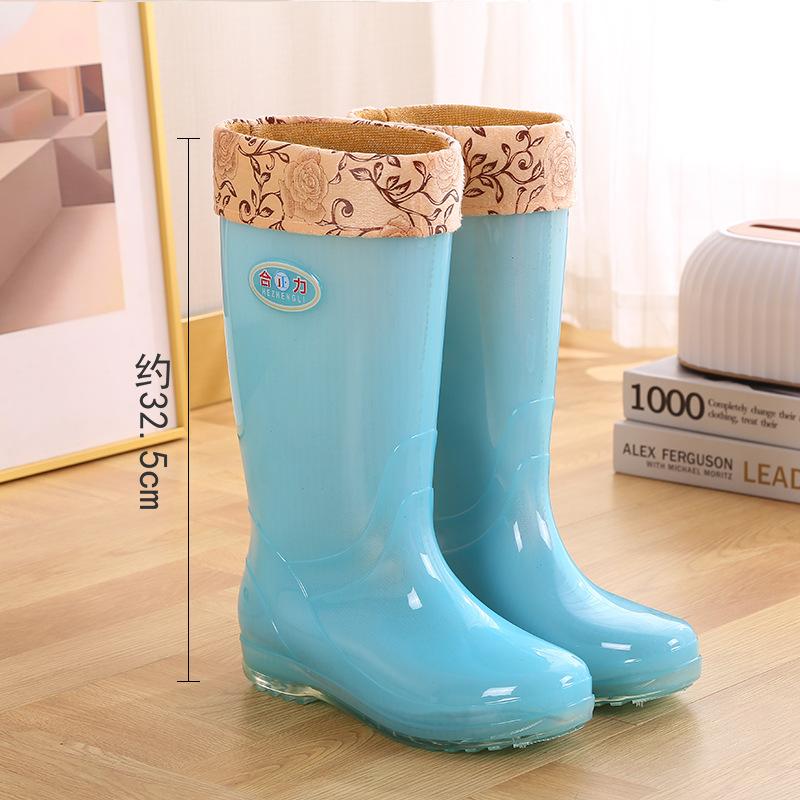 Длинные резиновые сапоги женские модные дождевые туфли женские взрослые без подкладки с высоким голенищем водонепроницаемые туфли быстросохнущие резиновые туфли лето