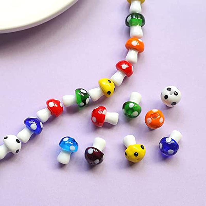 10-20Pcs 16x12mm Liuli Silica Lampwork Mushroom Beads Colourful Loose Glass Beads For Needlework DIY Jewelry Making Accessories