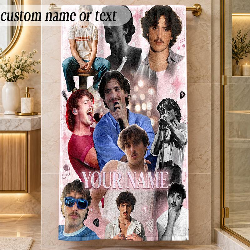 Beach TowelBenson Boone Custom Name Text Personalized Soft Towel for Beach Pool Indoor Home Decor Gift