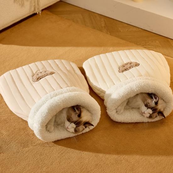 Спальный мешок для кошек, теплая кровать для домашних животных, уютный домик для кошек, флисовая палатка, гнездо для домашних животных, карманный мешок для сна на осень и зиму для домашних кошек