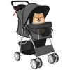 Dog Pram Pet Stroller With Reflective Strips Foldable Cat Stroller With 360 Degrees Swivel Wheels Dark Grey