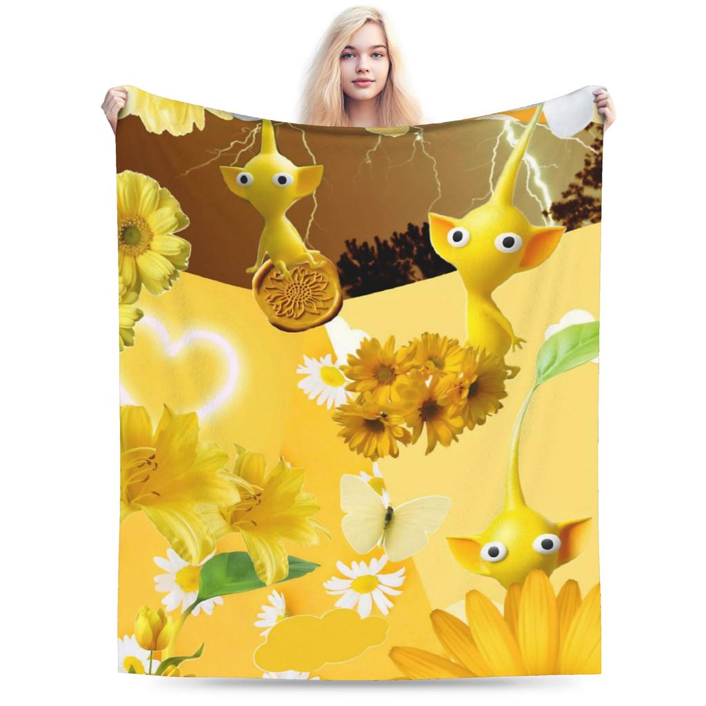 Game Cartoon Cute Pikmin Blanket Flannel Spring Autumn Multi-function Ultra-Soft Throw Blanket for Sofa Car Bedding Throws