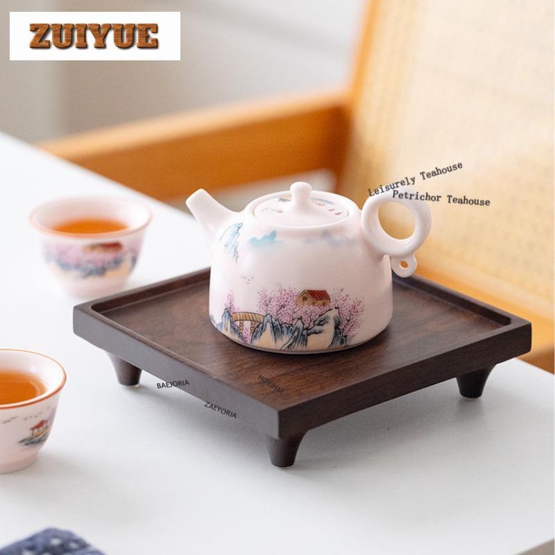 Pink Ru Kiln Underglaze Colour Landscape Tea Set Complete Set Luxury Tea Ceremony Set Teapot And Tea Cup Set Cha Ornaments Craft