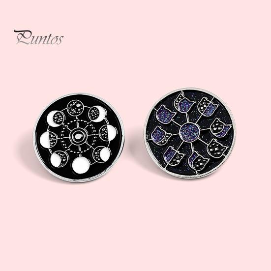 Брошь-булавка с рисунком лунных фаз, ювелирные аксессуары, эмалированный значок с фазами Луны для одежды