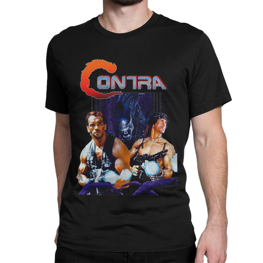 Мужская футболка Contra Movie Игра Одежда из чистого хлопка Новинка Футболка с коротким рукавом и круглым вырезом Футболка с принтом