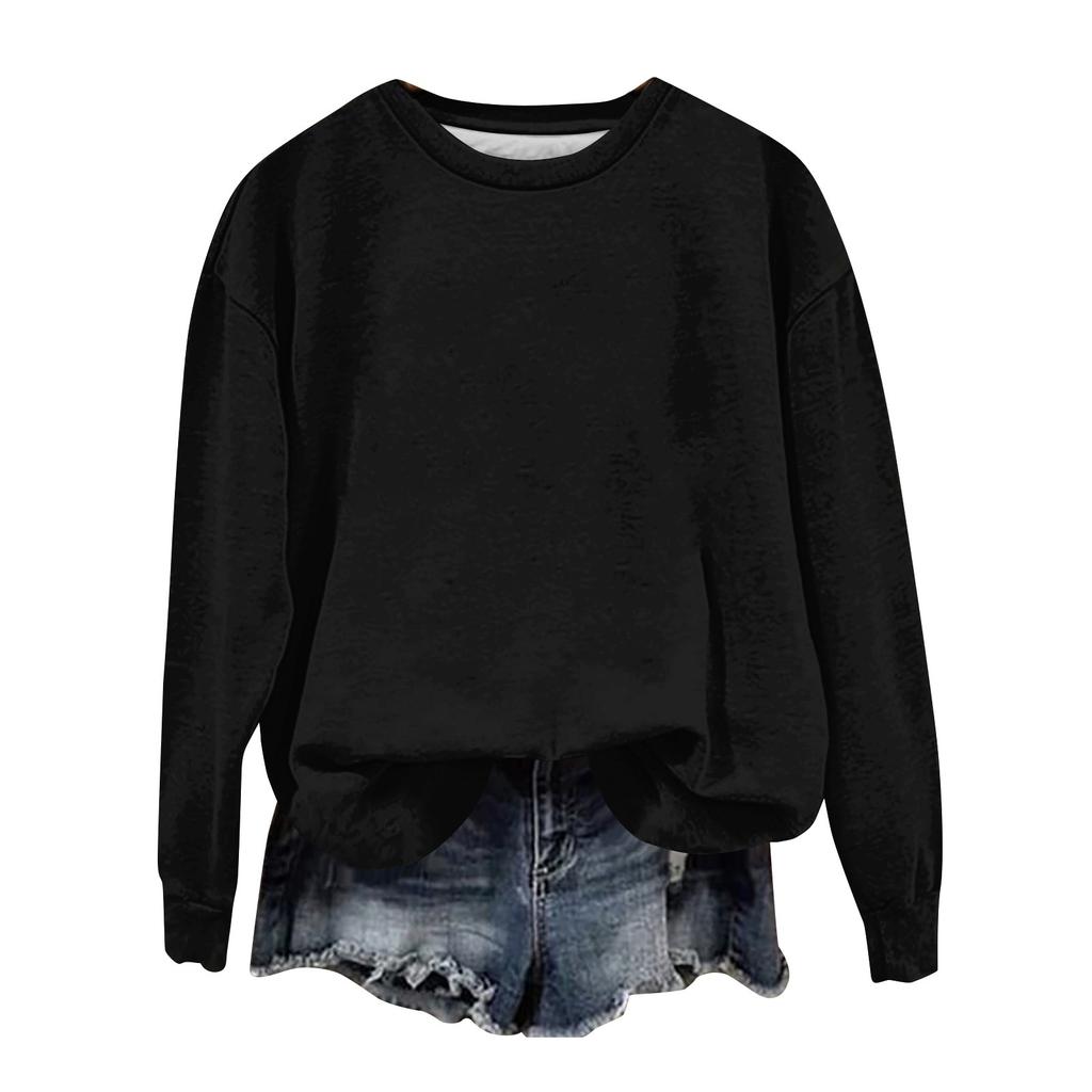 Женская мода свободный повседневный карман с длинным рукавом толстовка с принтом свитшот