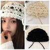 Bow Knit Beanies Bohemian Style Weave Cap Casual Crochet Hollow Knitted Hat  Apparel Accessories
