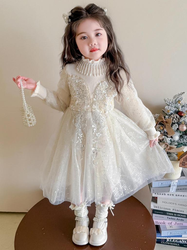 Girls' Stylish Knit Wool Dress for Spring & Autumn 2025