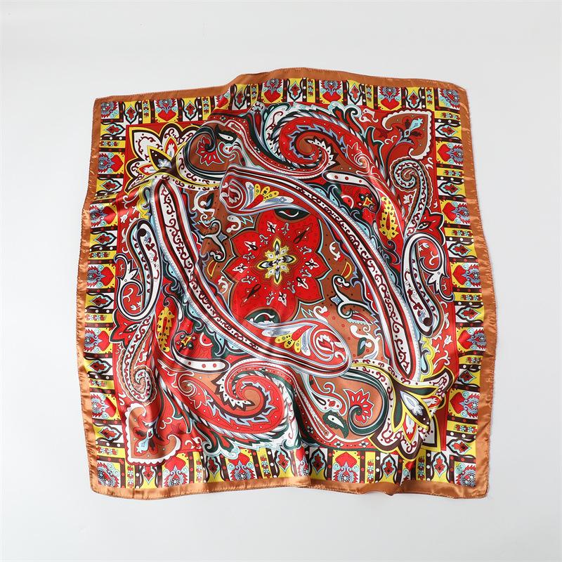 Silk scarf shawl headscarf Pace satin sunscreen printing colorful scarf women's 91 square scarf satin imitation silk