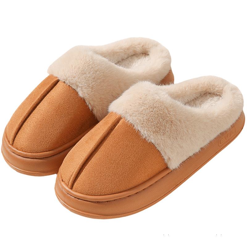 Хлопковые тапочки для женщин, осенне-зимние, для дома, с толстой подошвой, теплые и нескользящие плюшевые тапочки