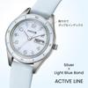 CITIZEN wicca Solartech Water-Resistant Light Blue KH3-711-70 ACTIVE LINE Synthetic Leather Crystal Glass Women's Analog White/Silver Solar-Powered