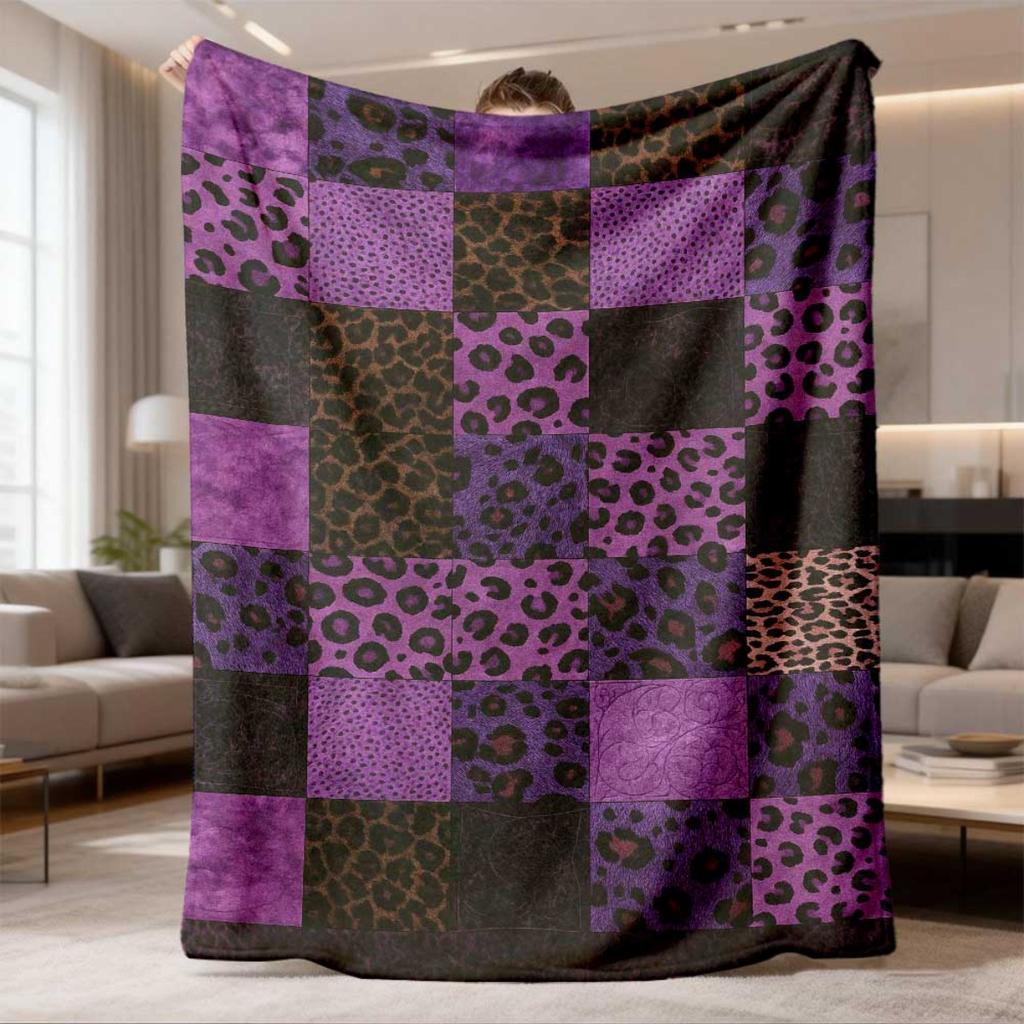 2026 Latest Flannel Blanket | Vintage Style Soft Flannel Throw with Leopard Print, Cozy All-Season Gift for Best Friends, Birthdays, Anniversaries, or