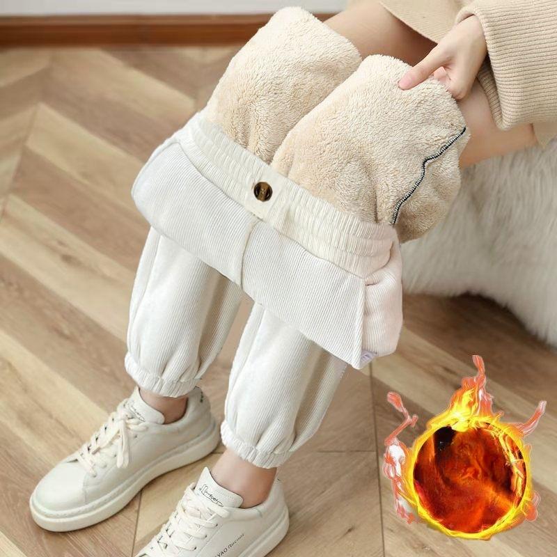 Fleece Pants Women Students Thick Sweatpants Chenille Casual Winter Cuffed Loose Fit Warm Trousers