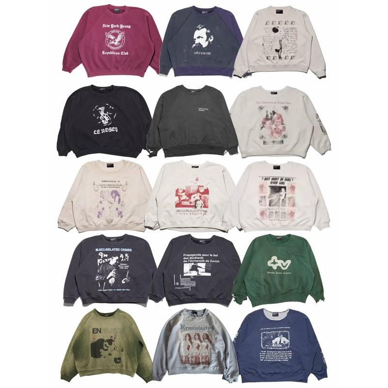 Unisex Oversized Washed Vintage Cotton Sweatshirt Fall Winter Casual Streetwear Pullover
