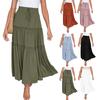 Стильная однотонная повседневная одежда, элегантная женская летняя свободная макси-юбка для отпуска, пляжная юбка