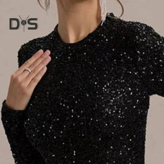 Женское мини-платье с отделкой из пайеток и перьев, сексуальное облегающее платье с длинным рукавом, блестящее коктейльное платье для вечеринки по случаю дня рождения, клубной ночи