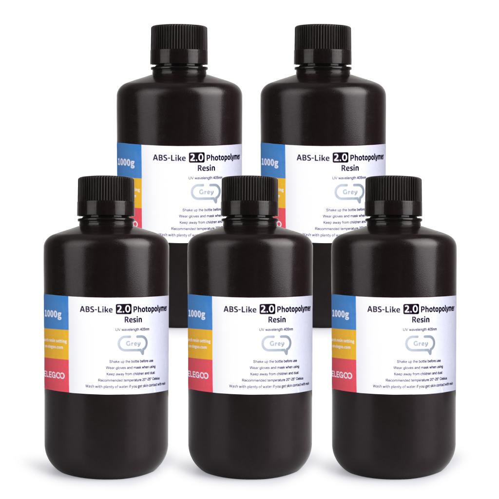 ELEGOO ABS-Like Resin 1KG 3D Printer Resin 405nm LCD UV Curing Resin With High Precision and Higher Tenacity for LCD 3D Printing