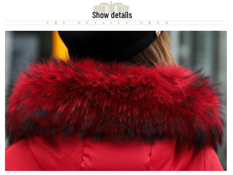 Длинное женское хлопковое пальто с капюшоном и меховым воротником на осень/зиму